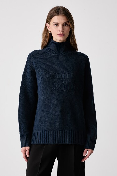 Tommy Hilfiger Sweter damski wełniany granatowy WW0WW52180