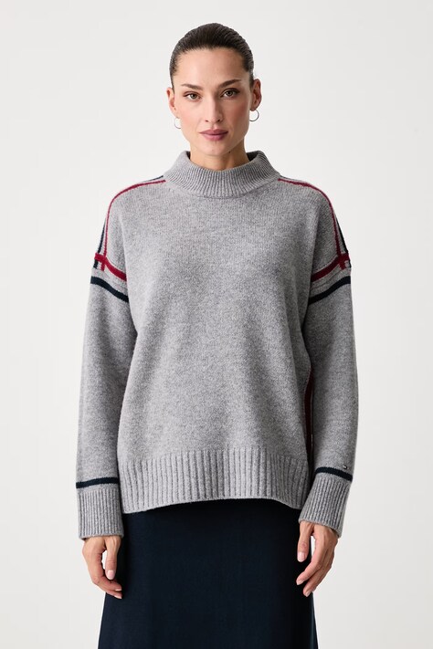 Tommy Hilfiger Sveter dámsky vlnený sivý WW0WW51430