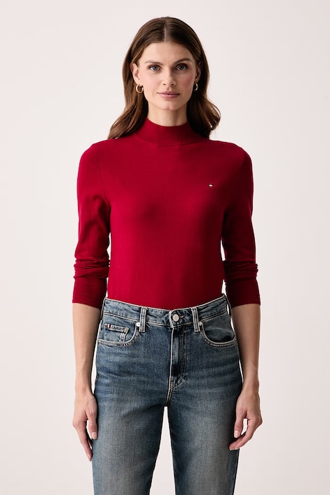 Tommy Hilfiger Półgolf damski z bawełną czerwony WW0WW51383