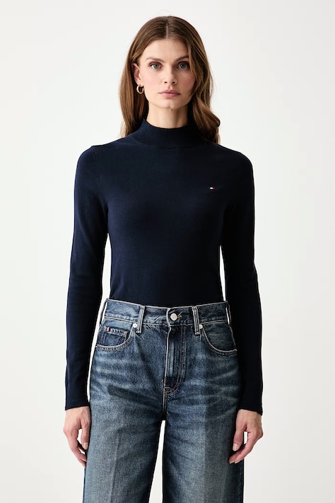 Tommy Hilfiger Ημιζιβάγκο γυναικείο με βαμβάκι σκούρο μπλε WW0WW51383