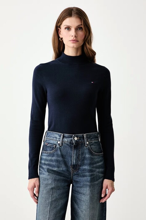 Tommy Hilfiger Poludolčevita ženska s pamukom mornarsko plava WW0WW51383