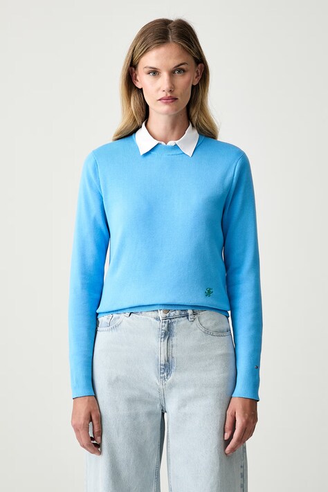 Tommy Hilfiger sweter damski bawełniany niebieski WW0WW52298