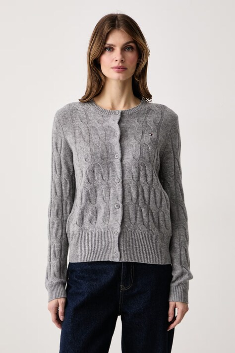 Tommy Hilfiger Kardigan damski wełniany szary WW0WW52191