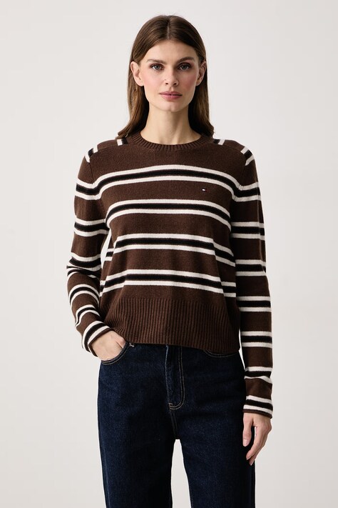 Tommy Hilfiger Sweter damski wełniany brązowy WW0WW51432