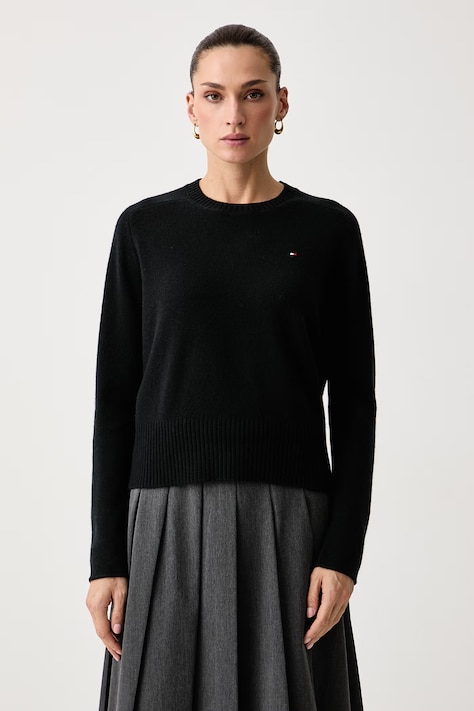 Tommy Hilfiger Pulover za žene od vune crni WW0WW51432