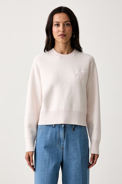 Calvin Klein Jeans pulover za žene s dodatkom vune rozi LV047H320G