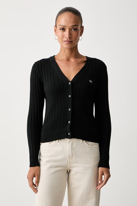 Calvin Klein Jeans жилетка дамска от памук черна LV047H305G