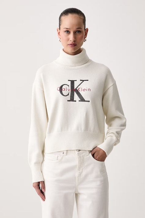 Calvin Klein Jeans Golf damski bawełniany biały LV047H329G
