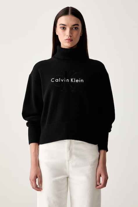 Calvin Klein Jeans golf damski bawełniany czarny LV047H329G