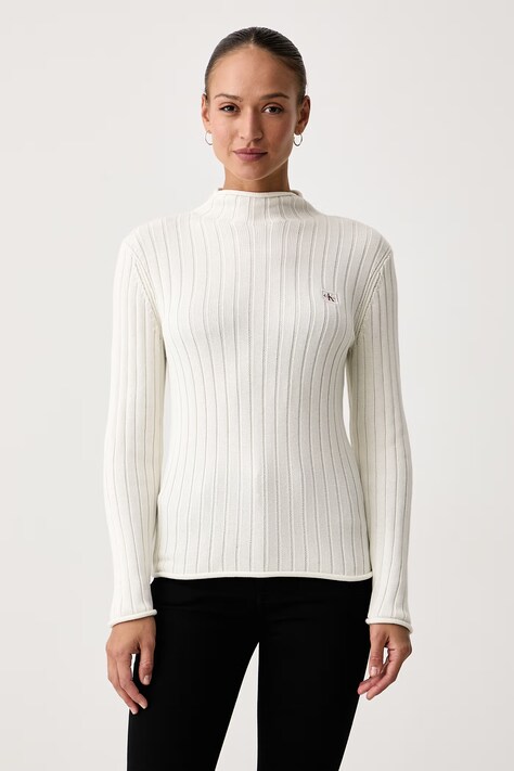 Calvin Klein Jeans Sweter damski bawełniany beżowy LV047H304G