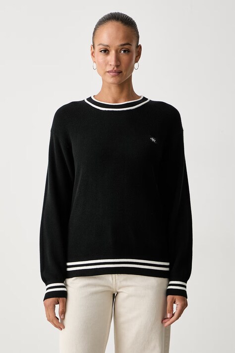 Calvin Klein Jeans pulover za žene od pamuka crni LV047H303G