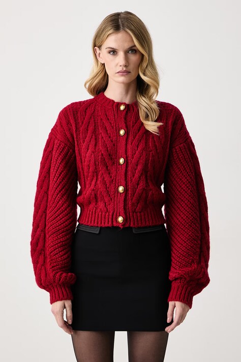 Elisabetta Franchi Kardigan damski z wełną alpaki czerwony MK44T67E2
