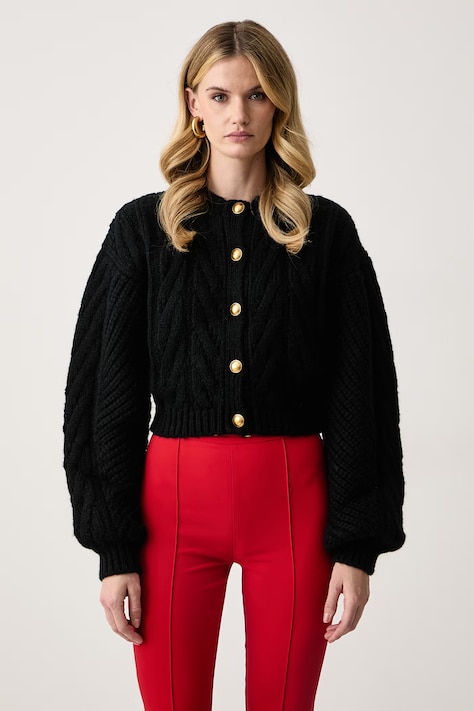 Elisabetta Franchi Kardigan damski z wełną alpaki czarny MK44T67E2