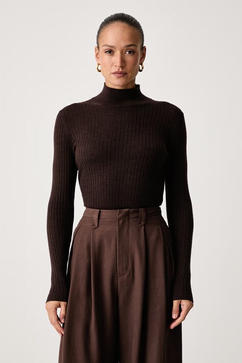 Calvin Klein Poludolčevita ženska vunena smeđa LV044H352G