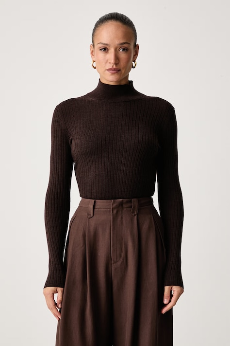 Calvin Klein Poludolčevita ženska vunena smeđa LV044H352G