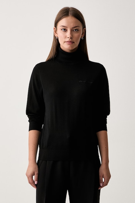Armani Exchange pulover cu guler înalt de damă din lână negru XW001440 AF11896