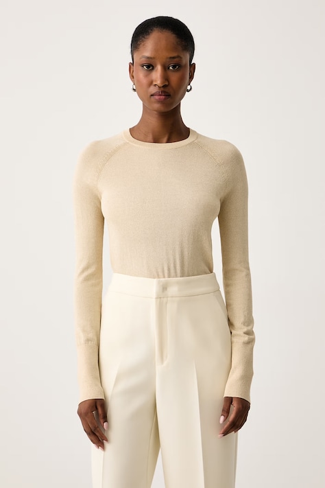 Armani Exchange Sweter damski z wiskozą beżowy XW002895 AF26001