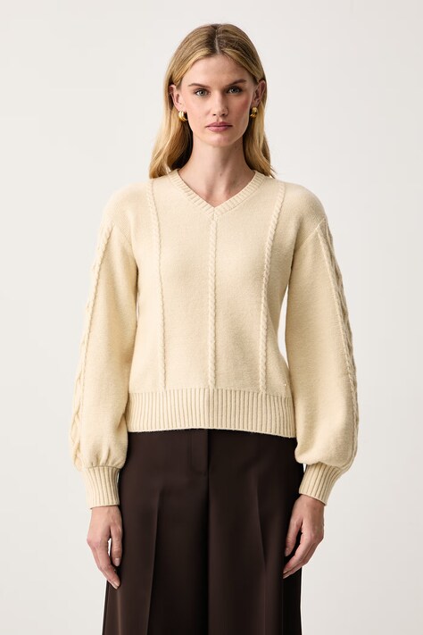 Armani Exchange Домашен пуловер дамски с добавена вълна бежов XW002893 AF25938