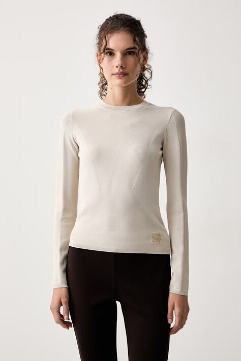 Armani Exchange Sweter damski z wiskozą beżowy XW002881 AF10352