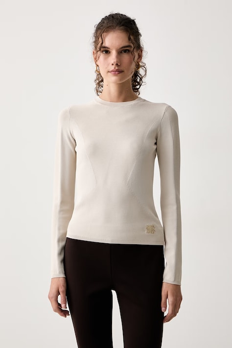 Armani Exchange Пуловер дамски с вискоза бежов XW002881 AF10352