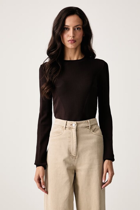 Armani Exchange Pulover pentru femei cu vâscoză maro XW002881 AF10352