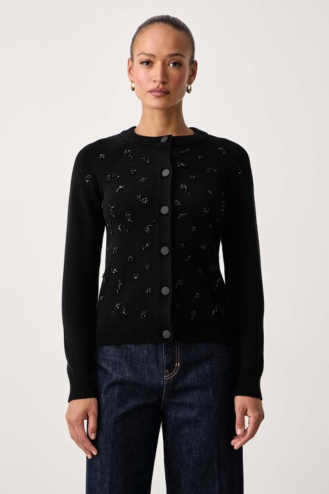 Armani Exchange Kardigan ženski z viskozo črn XW002650 AF13780