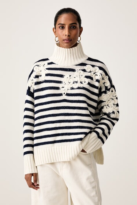 ERMANNO Firenze Sweter damski wełniany beżowy D49EM052E59