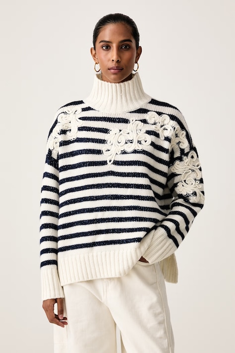ERMANNO Firenze Sweter damski wełniany beżowy D49EM052E59