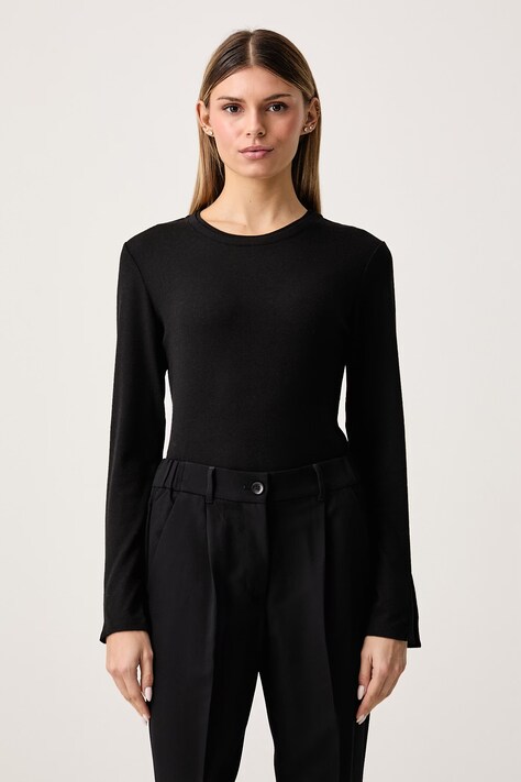 Sisley Longsleeve damski z dodatkiem jedwabiu czarny 338ZL109H
