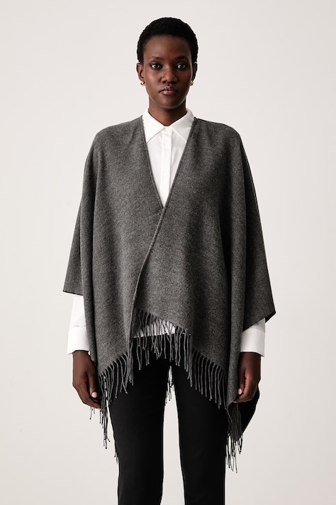 Sisley Poncho damskie z dodatkiem wełny szare 6E1YWU02F