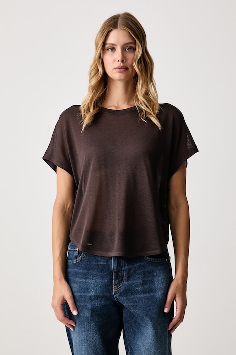 United Colors of Benetton Halenka dámská s viskózou hnědá hladká 13I8D10H0