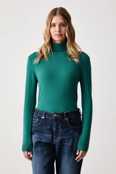 United Colors of Benetton Golf damski wełniany turkusowy 1P02D2348