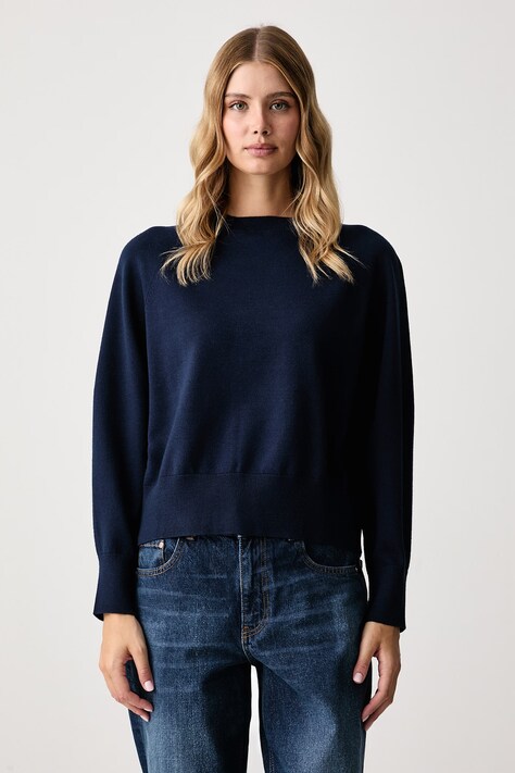 United Colors of Benetton Пуловер дамски с вискоза тъмносин 1IYCD10GH