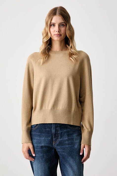 United Colors of Benetton Пуловер дамски с вискоза бежов 1IYCD10GH