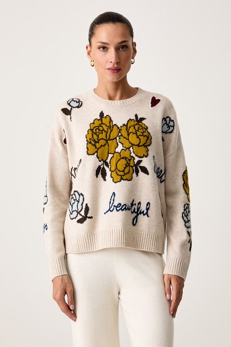 United Colors of Benetton Sweter damski wełniany beżowy 151UE10HS