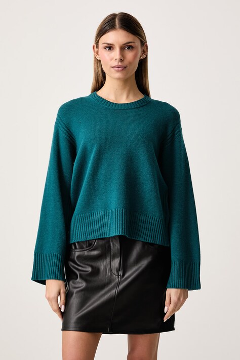 United Colors of Benetton Sweter damski z wełną turkusowy 1SJWD10HU