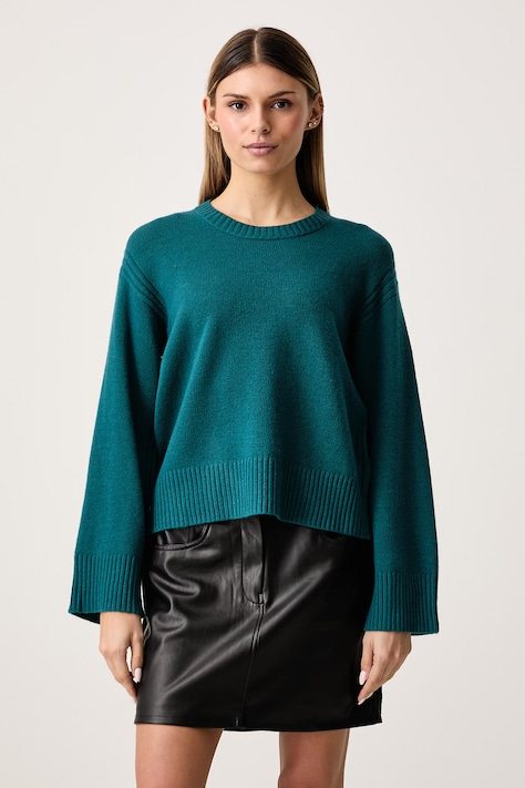 United Colors of Benetton Sweter damski z wełną turkusowy 1SJWD10HU