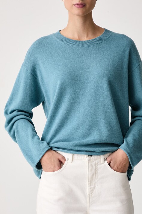 United Colors of Benetton Sweter damski wełniany z dodatkiem kaszmiru niebieski 1I0FD10HQ