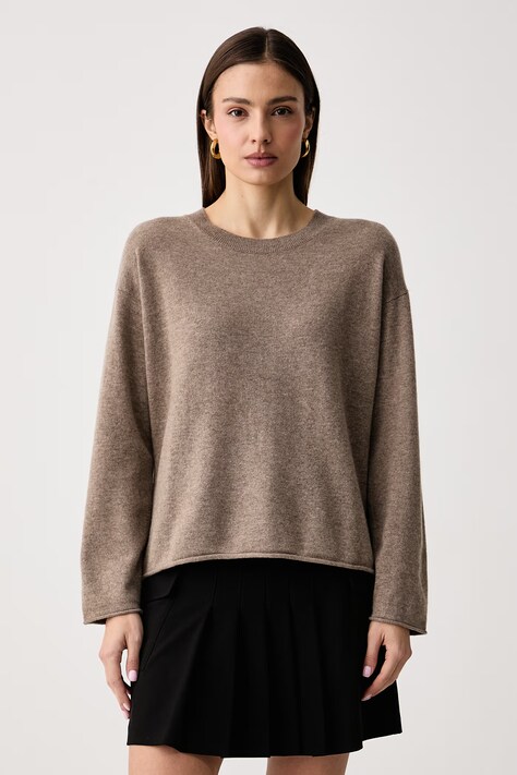 United Colors of Benetton Sweter damski wełniany z dodatkiem kaszmiru beżowy 1I0FD10HQ