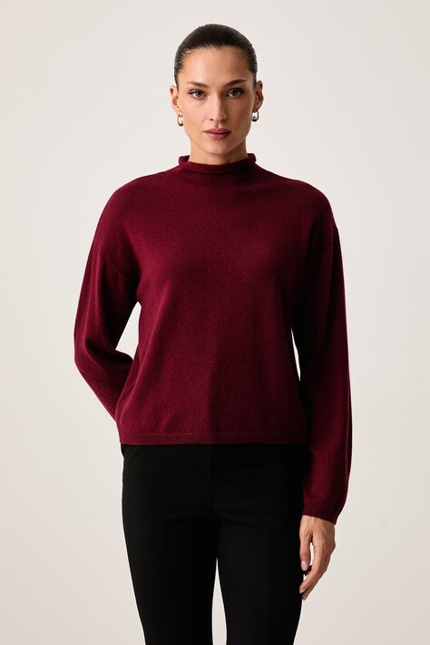 United Colors of Benetton Sweter damski wełniany bordowy 1I0FD204Y