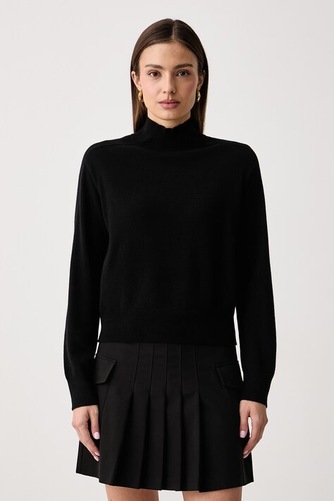 United Colors of Benetton Sweter damski z dodatkiem wełny czarny 1B9YD204R