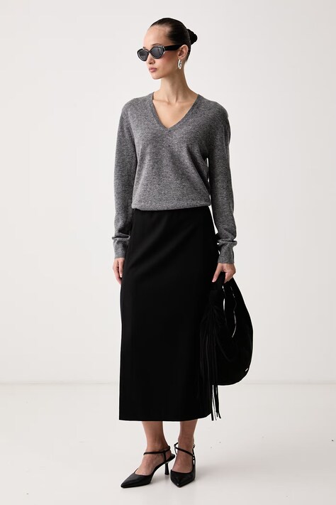 United Colors of Benetton Sweter damski wełniany szary 1002D403X