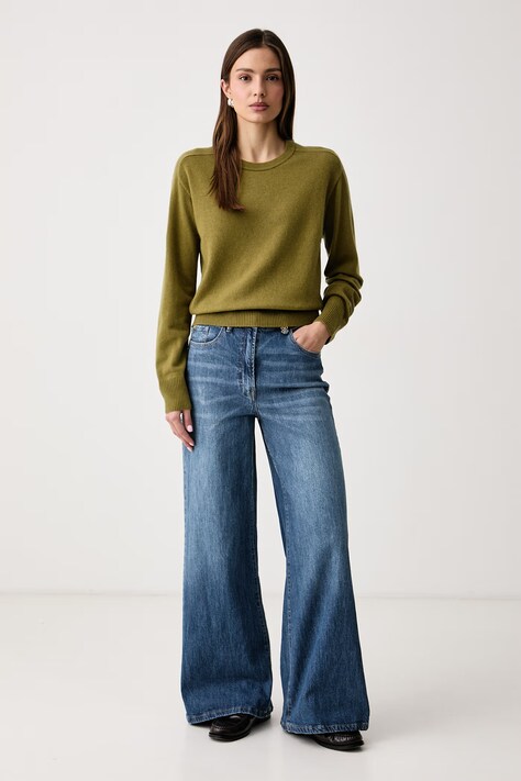 United Colors of Benetton Sweter damski z wełną zielony 1B9YD10HK