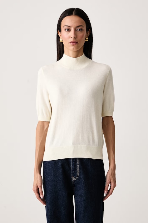United Colors of Benetton Pulover s kratkimi rokavi ženski z volno bež 1B9YD204U
