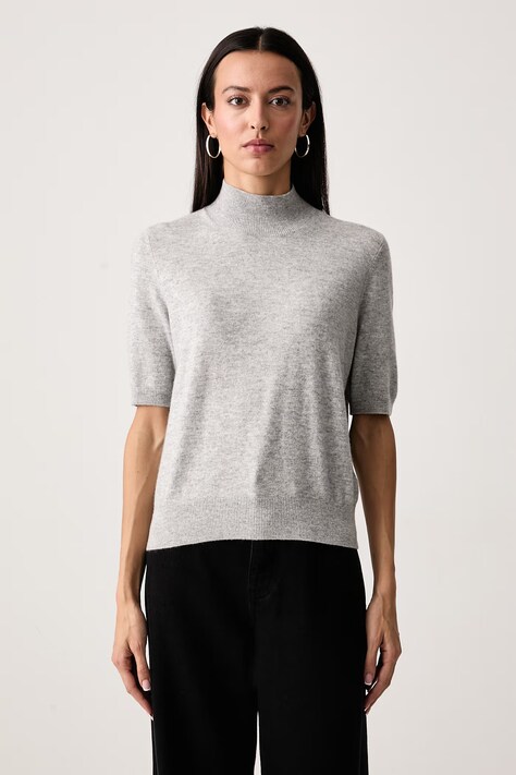 United Colors of Benetton Pulover s kratkimi rokavi ženski z volno siv 1B9YD204U