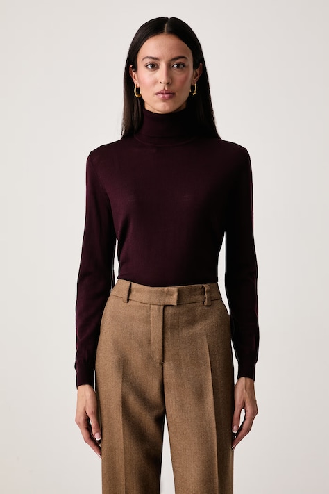 United Colors of Benetton Rolák dámsky bavlnený s elastanom burgundský 1IOVE204V