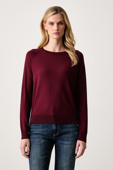 United Colors of Benetton Sveter dámsky s lyocellom burgundský 1UPXD10HN