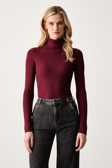 United Colors of Benetton Rolák dámsky s prímesou vlny burgundský 1X84D204T
