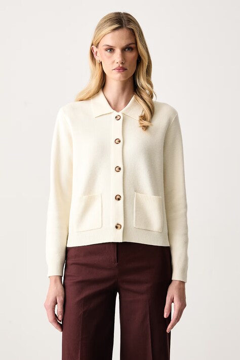 United Colors of Benetton Kardigan dámský s vlnou béžový 1B9YD502X