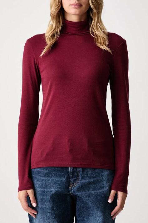United Colors of Benetton Longsleeve damski bawełniany bordowy 3GA8E2224